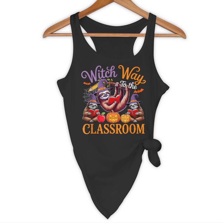 Way To Classroom Halloween Witch Three Cute Sloths Teacher Flowy Tank, novelty gifts, funny gifts Way To Classroom Halloween Witch Three Cute Sloths Teacher Flowy Tank, novelty gifts, funny gifts