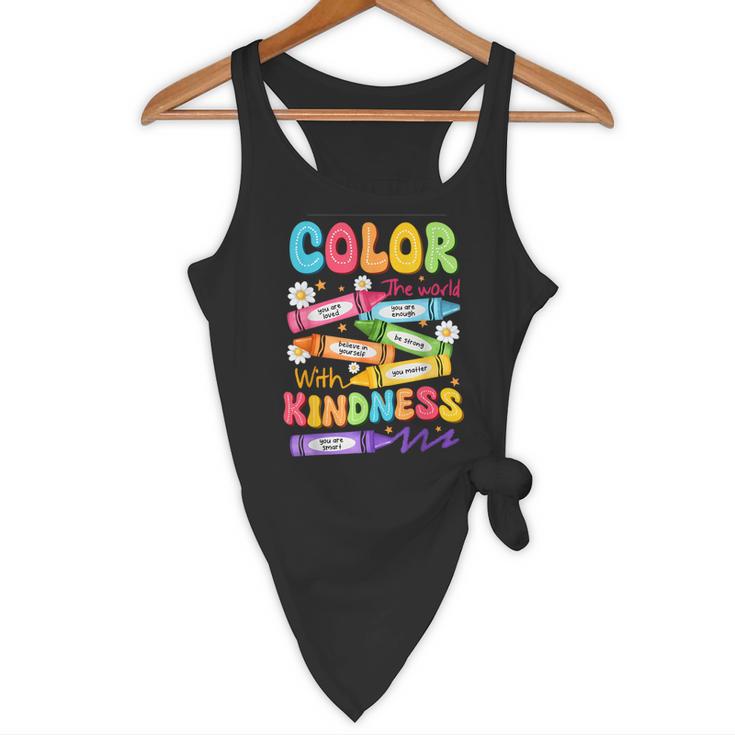 Color The World With Kindness Teachers Back To School Flowy Tank, novelty gifts, funny gifts