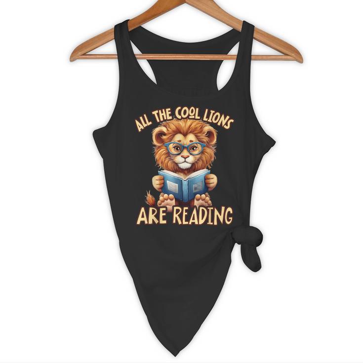 All The Cool Lions Are Reading Lion Teacher Men Women Kids Flowy Tank, novelty gifts, funny gifts