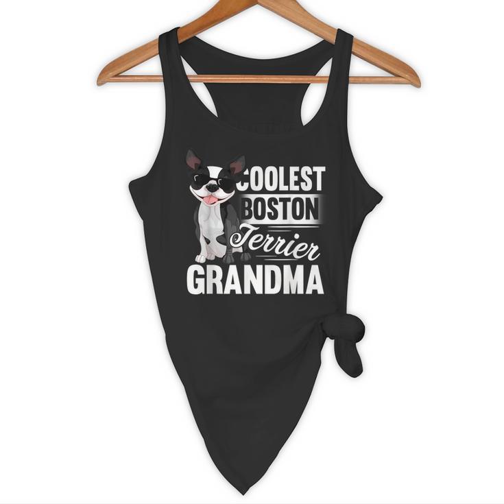 Coolest Boston Terrier Grandma Dog Flowy Tank, novelty gifts, funny gifts