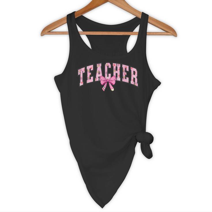 Coquette Bow Back To School First Day Teacher Flowy Tank, novelty gifts, funny gifts Coquette Bow Back To School First Day Teacher Flowy Tank, novelty gifts, funny gifts