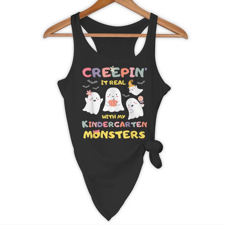 Creepin It Real With Kindergarten Monsters Halloween Teacher Flowy Tank, novelty gifts, funny gifts Creepin It Real With Kindergarten Monsters Halloween Teacher Flowy Tank, novelty gifts, funny gifts