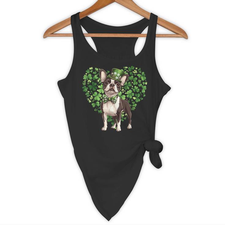 Cute Boston Terrier Shamrock St Patrick's Day Dog Lover Men Women Kids Flowy Tank, novelty gifts, funny gifts