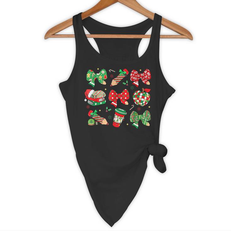 Cute Coquette Pencil Bow Christmas School Teacher Student Flowy Tank, novelty gifts, funny gifts Cute Coquette Pencil Bow Christmas School Teacher Student Flowy Tank, novelty gifts, funny gifts