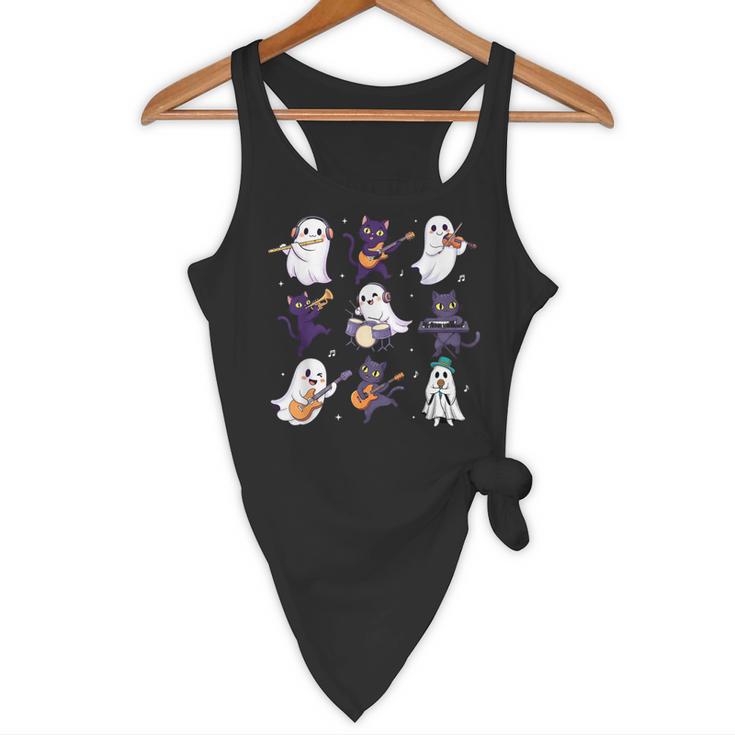 Cute Ghost Cat Playing Musical Halloween Music Teacher Flowy Tank, novelty gifts, funny gifts Cute Ghost Cat Playing Musical Halloween Music Teacher Flowy Tank, novelty gifts, funny gifts