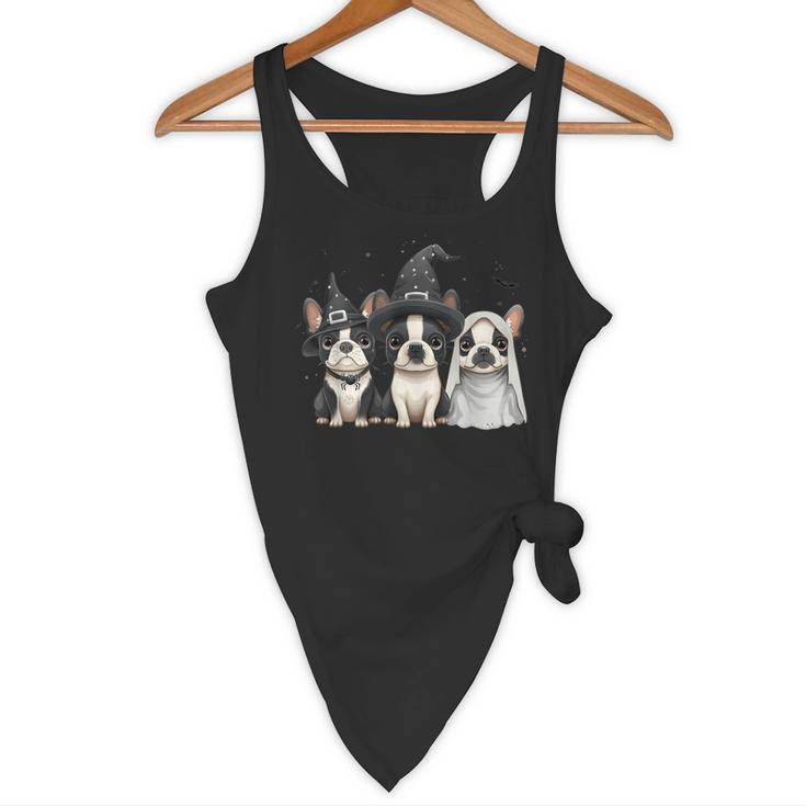 Cute Halloween Boston Terrier Dogs Witch Hat Ghost Dog For Men Women Kids Flowy Tank, novelty gifts, funny gifts