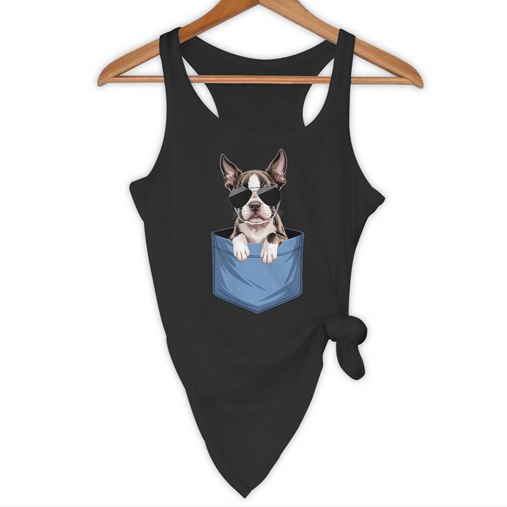 Cute Pocket Boston Terrier Lover Dog Mom Flowy Tank, novelty gifts, funny gifts