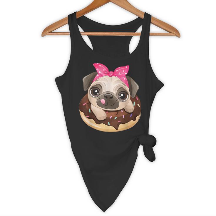 Cute Pug Shirt Donut Girls Dog Flowy Tank, novelty gifts, funny gifts