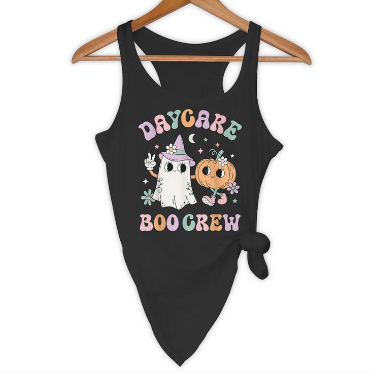 Daycare Boo Crew Groovy Halloween Floral Ghost Kid Teacher Flowy Tank, novelty gifts, funny gifts
