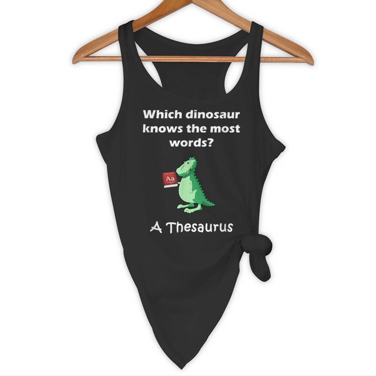 Dinosaur Thesaurus Grammar Joke Teacher Flowy Tank, novelty gifts, funny gifts