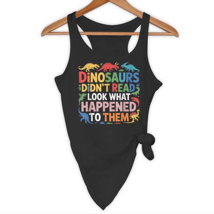 Dinosaurs Didnt Read Look What Happened To Them Cute Teacher Flowy Tank, novelty gifts, funny gifts Dinosaurs Didnt Read Look What Happened To Them Cute Teacher Flowy Tank, novelty gifts, funny gifts