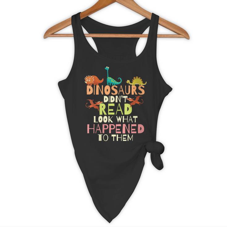 Dinosaurs Didnt Read Look What Happened To Them Teacher Flowy Tank, novelty gifts, funny gifts Dinosaurs Didnt Read Look What Happened To Them Teacher Flowy Tank, novelty gifts, funny gifts