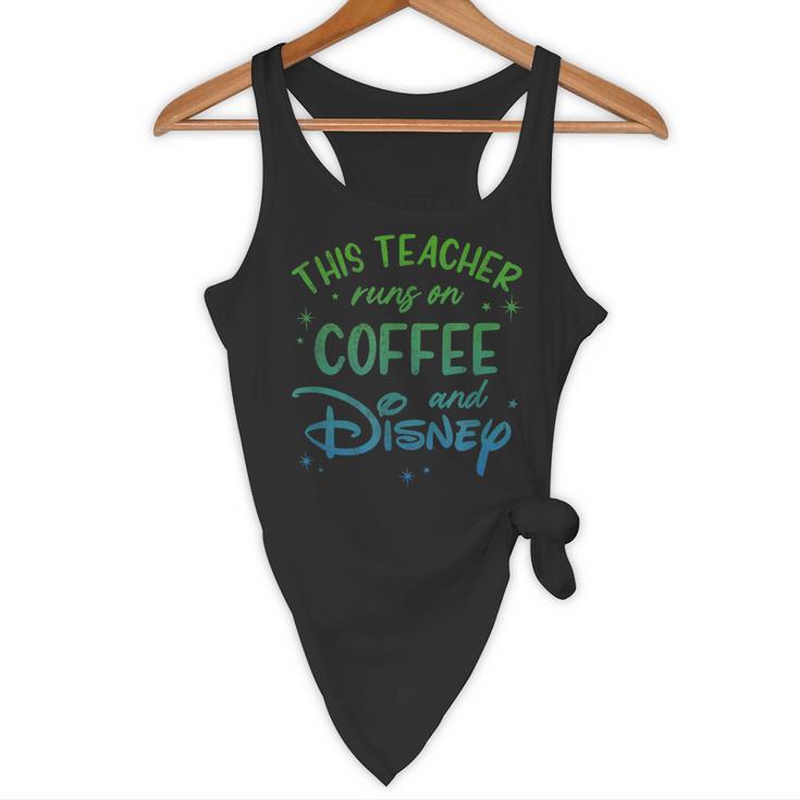 Disney This Teacher Runs On Coffee And Disney Gradient Logo Flowy Tank, novelty gifts, funny gifts