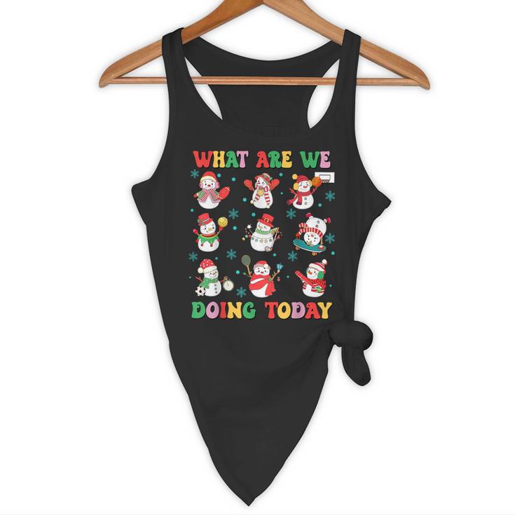 What Are We Doing Today PE Teacher Snowman Christmas Flowy Tank, novelty gifts, funny gifts What Are We Doing Today PE Teacher Snowman Christmas Flowy Tank, novelty gifts, funny gifts