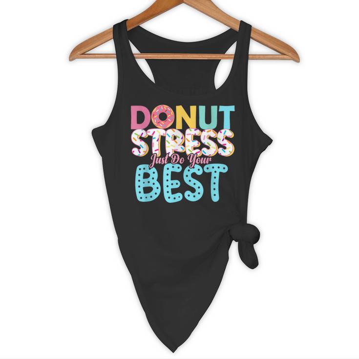 Donut Stress Just Do Your Best Teachers Testing Day For Men Women Girls Kids Flowy Tank, novelty gifts, funny gifts