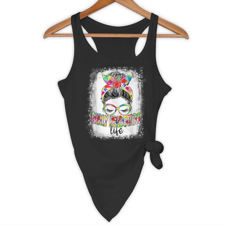 Early Head Start Life Messy Bun Back To School Teacher Women Flowy Tank, novelty gifts, funny gifts