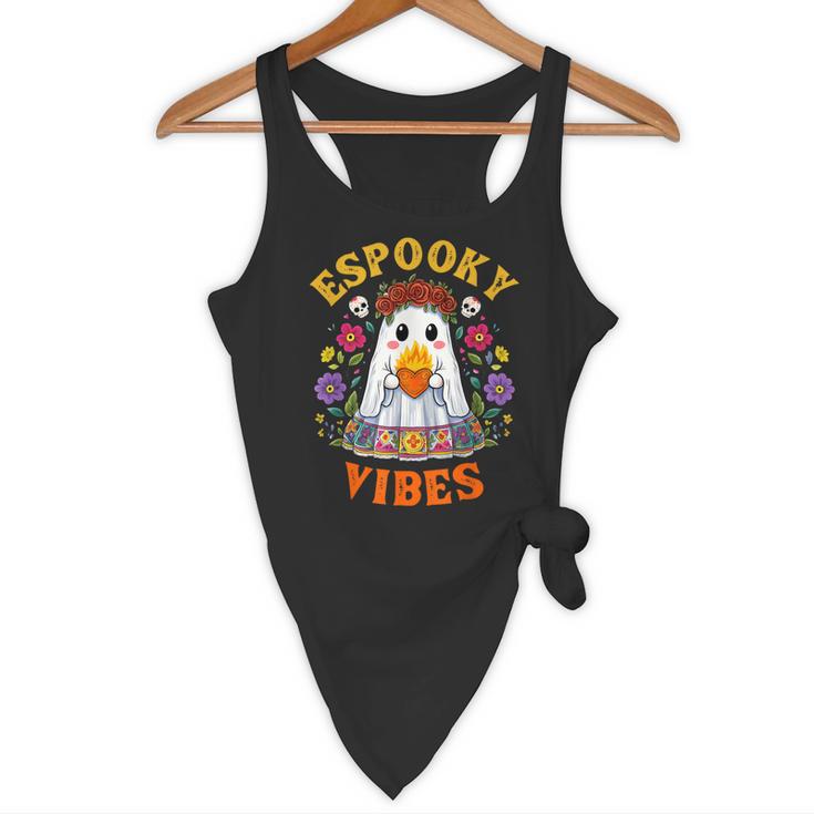 Espooky Vibes Spanish Mexican Halloween Ghost Teachers Flowy Tank, novelty gifts, funny gifts
