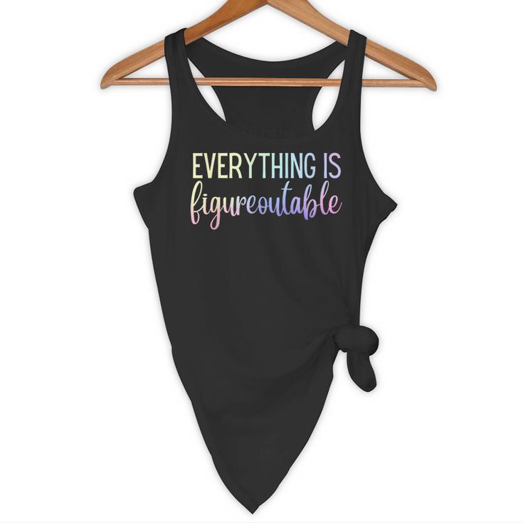 Everything Is Figureoutable Teacher Motivational - -Adults Small Short Sleeve Crew Collar Modern Fun Vacation Cotton Polyester Machine Wash Flowy Tank, novelty gifts, funny gifts