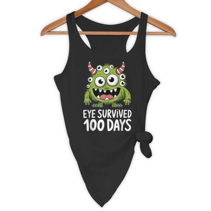 Eye Survived 100 Days Of School Monster Lover Teacher Kids Flowy Tank, novelty gifts, funny gifts
