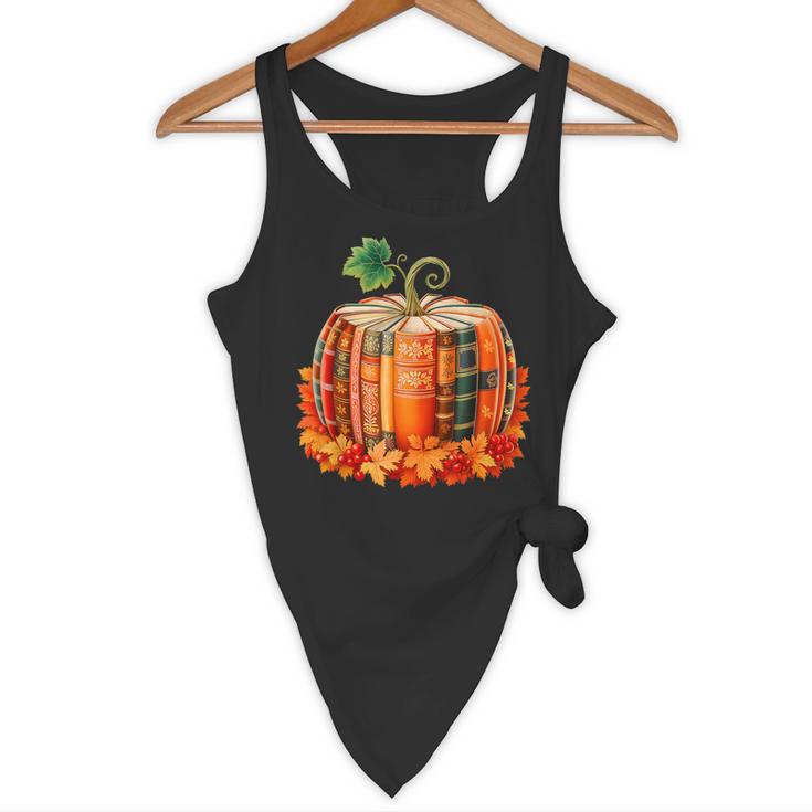 Fall Book Autumn Reading Teacher Halloween Pumpkin Season Flowy Tank, novelty gifts, funny gifts