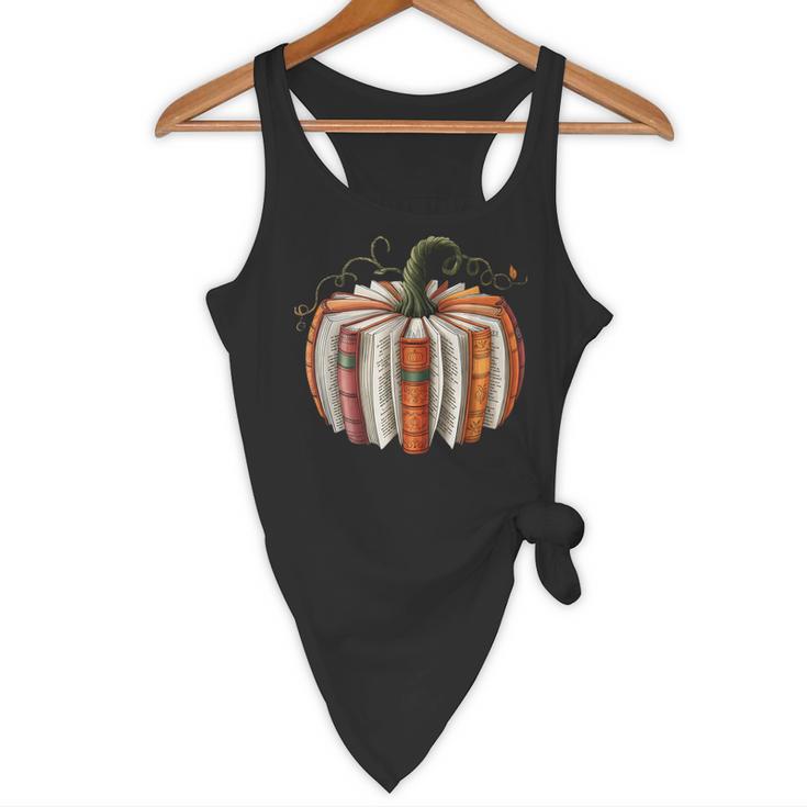 Fall Book Pumpkin Retro Reading Halloween Teacher Librarian Flowy Tank, novelty gifts, funny gifts Fall Book Pumpkin Retro Reading Halloween Teacher Librarian Flowy Tank, novelty gifts, funny gifts
