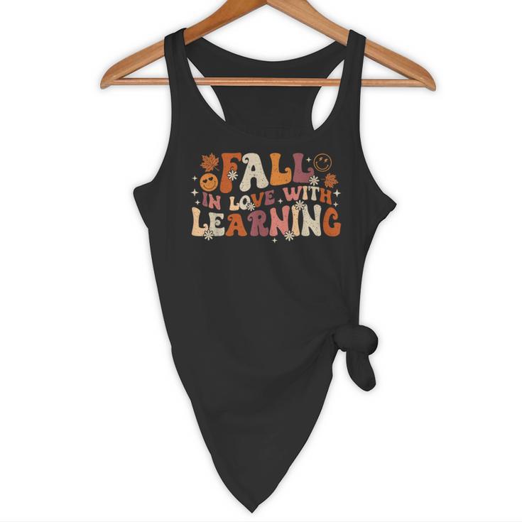 Fall In Love With Learning Autum Thanksgiving Teacher Kids Flowy Tank, novelty gifts, funny gifts