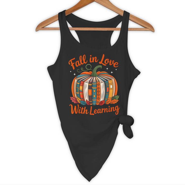 Fall In Love With Learning Book Lover Autumn Pumpkin Teacher Flowy Tank, novelty gifts, funny gifts Fall In Love With Learning Book Lover Autumn Pumpkin Teacher Flowy Tank, novelty gifts, funny gifts