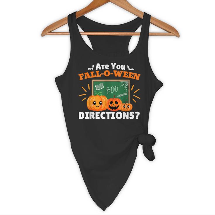 Are You Fall O Ween Directions Halloween Teacher Retro Flowy Tank, novelty gifts, funny gifts