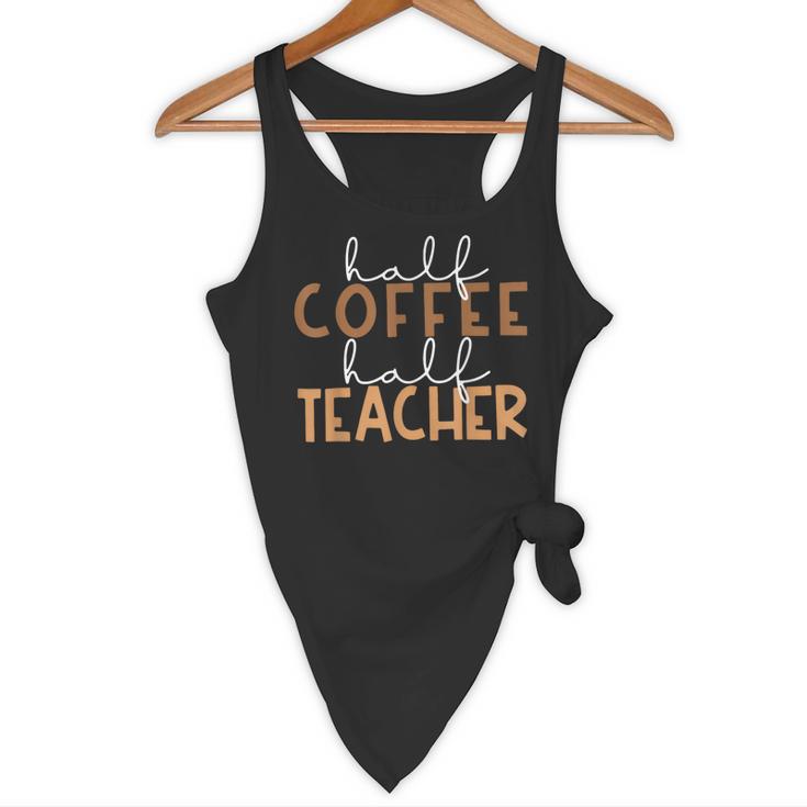 First Day Back To School Half Coffee Half Teacher Women Flowy Tank, novelty gifts, funny gifts First Day Back To School Half Coffee Half Teacher Women Flowy Tank, novelty gifts, funny gifts
