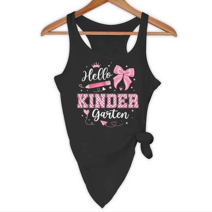 First Day Of School Teacher Girl Coquette Hello Kindergarten Flowy Tank, novelty gifts, funny gifts