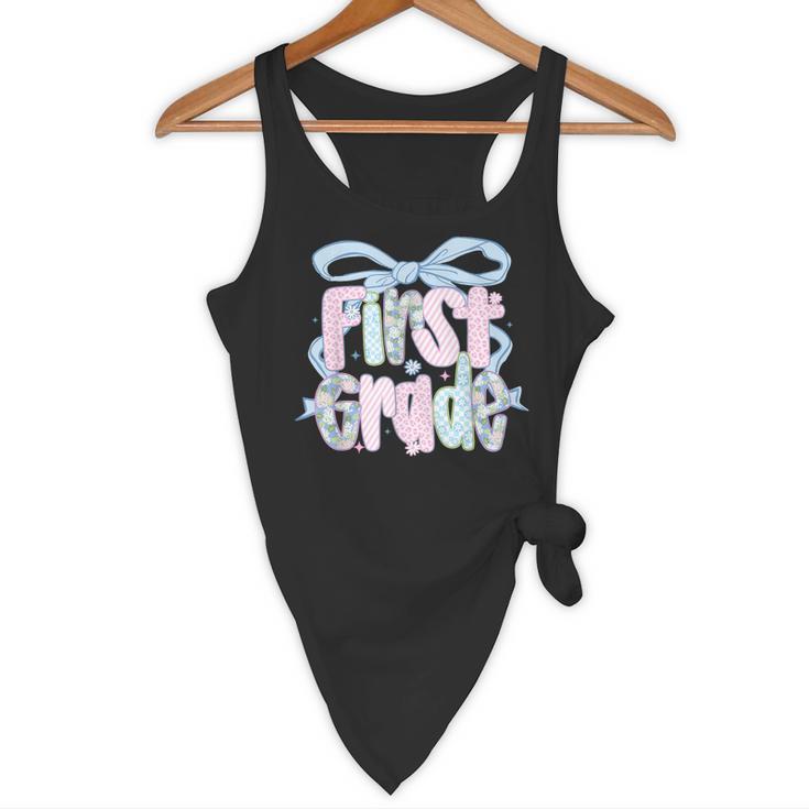 First Grade Coquette Bow Girls Teacher Team 1st Grade Squad Flowy Tank, novelty gifts, funny gifts