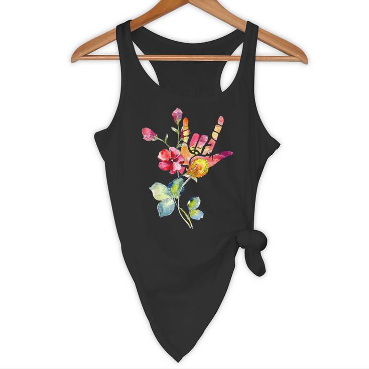 Flower American Sign Language ASL Teacher Teaching Deaf Flowy Tank, novelty gifts, funny gifts