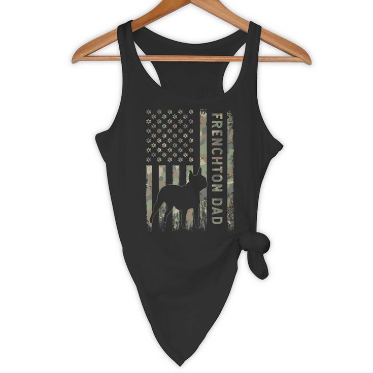 Frenchton Dad French Bulldog Boston Terrier Camo USA Flag Flowy Tank, novelty gifts, funny gifts