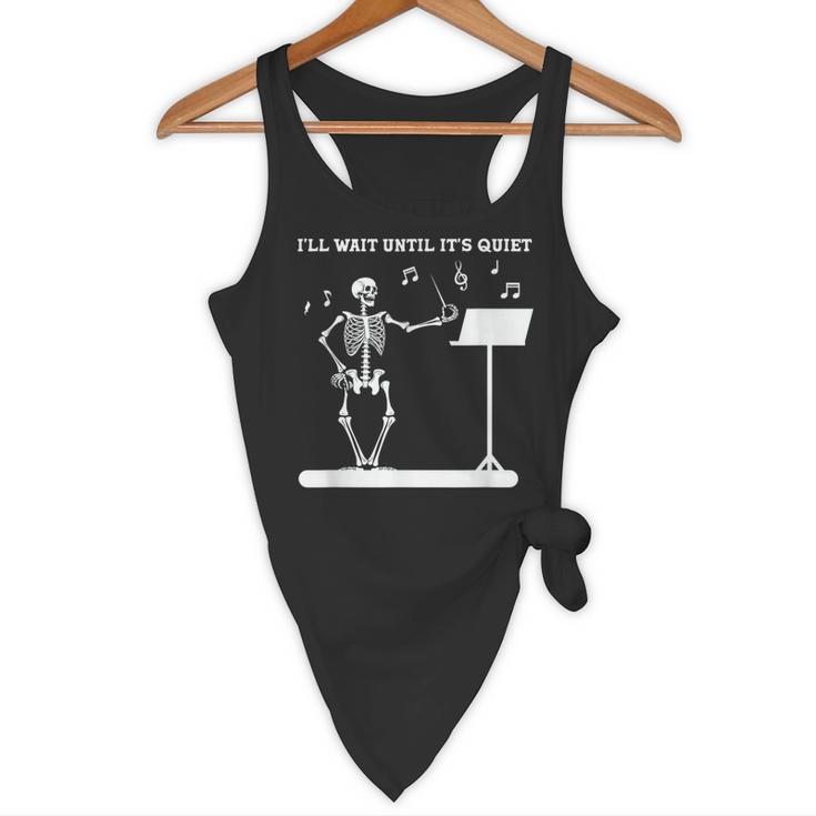 Funny Skeleton Music Teacher I'Ll Wait Until It's Quiet Flowy Tank, novelty gifts, funny gifts