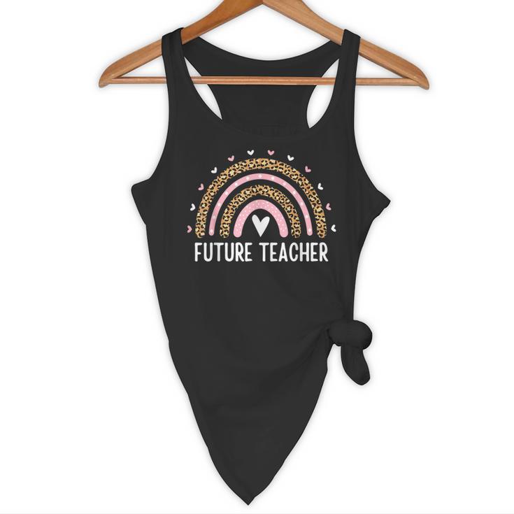 Future Teacher Kids Youth Girls Leopard Rainbow Women Flowy Tank, novelty gifts, funny gifts