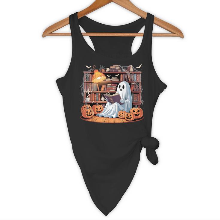 Ghost Book Reading Halloween Books Lover Teacher Flowy Tank, novelty gifts, funny gifts