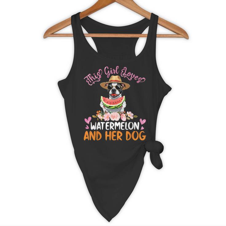 This Girl Loves Watermelon And Her Boston Terrier Dog Mother Flowy Tank, novelty gifts, funny gifts