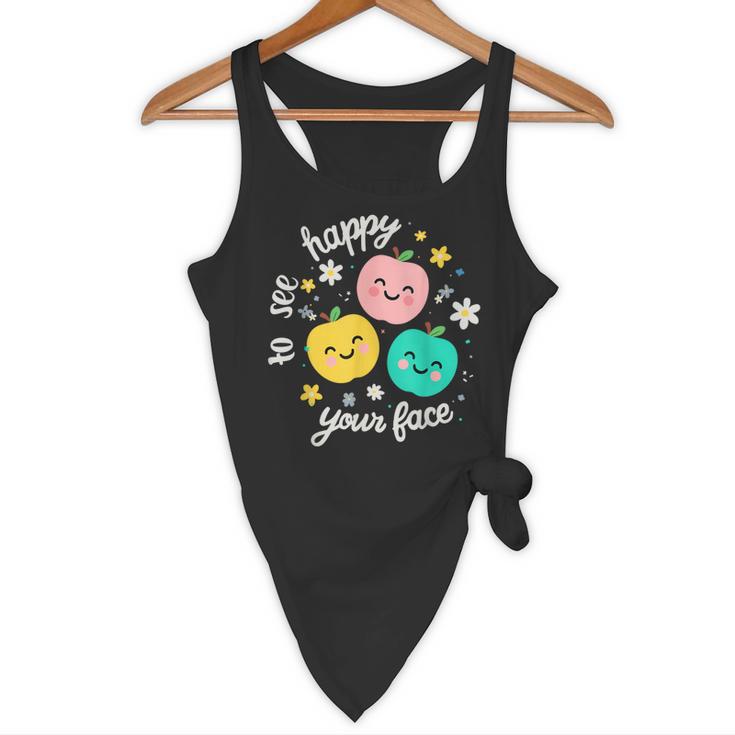 Groovy Happy To See Your Face Teacher School Appreciation Flowy Tank, novelty gifts, funny gifts