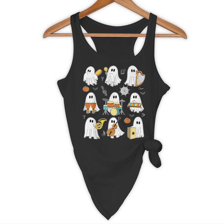 Halloween Ghost Music Teacher Playing Instruments Flowy Tank, novelty gifts, funny gifts Halloween Ghost Music Teacher Playing Instruments Flowy Tank, novelty gifts, funny gifts