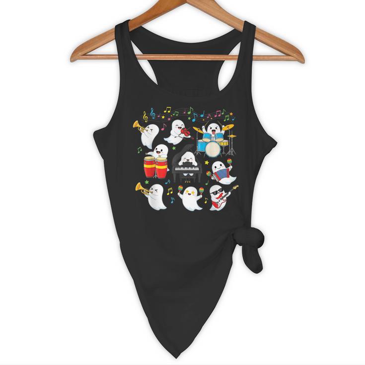 Halloween Music Teacher Ghost Playing Musical Instruments Flowy Tank, novelty gifts, funny gifts Halloween Music Teacher Ghost Playing Musical Instruments Flowy Tank, novelty gifts, funny gifts