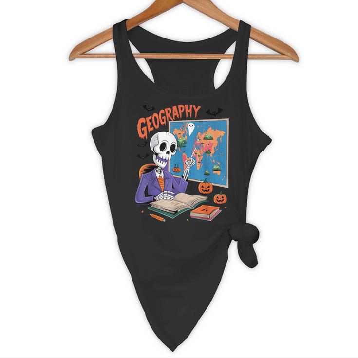 Halloween Skeleton Geography Teacher Pumpkin Bats Classroom Flowy Tank, novelty gifts, funny gifts Halloween Skeleton Geography Teacher Pumpkin Bats Classroom Flowy Tank, novelty gifts, funny gifts