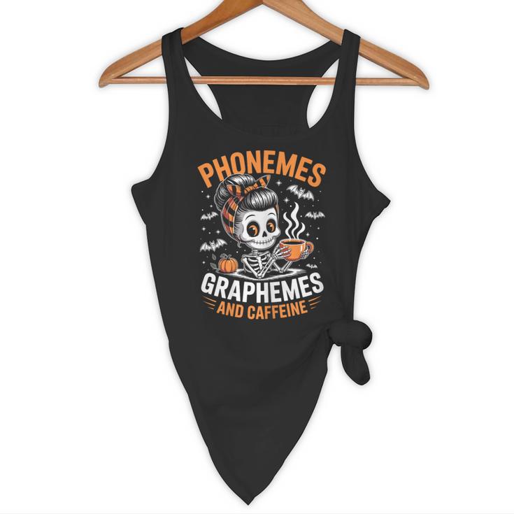 Halloween Skeleton Teacher Phonemes Graphemes Caffeine Lover Flowy Tank, novelty gifts, funny gifts Halloween Skeleton Teacher Phonemes Graphemes Caffeine Lover Flowy Tank, novelty gifts, funny gifts