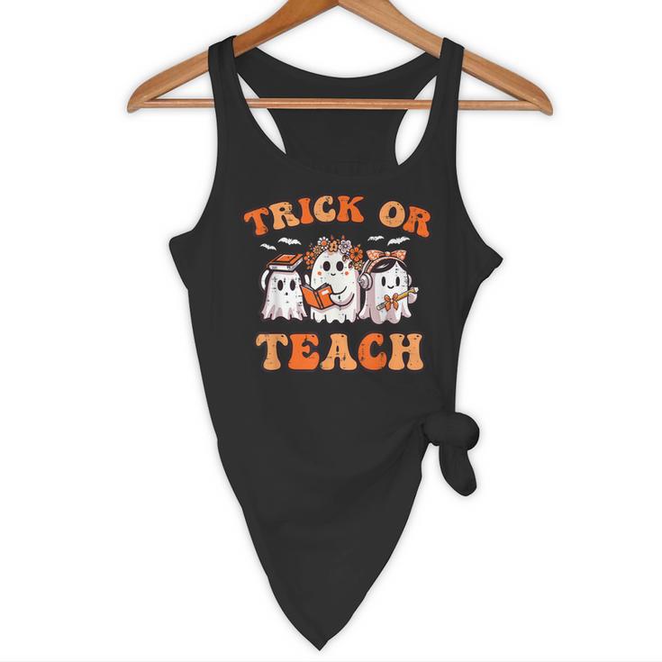 Halloween Teacher Ghosts Trick Or Teach Retro Costume Women Flowy Tank, novelty gifts, funny gifts