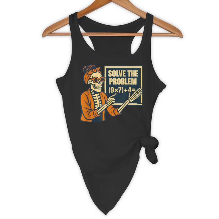 Halloween Teacher Six Seven Meme 6 7 Skeleton Spooky Costume Flowy Tank, novelty gifts, funny gifts