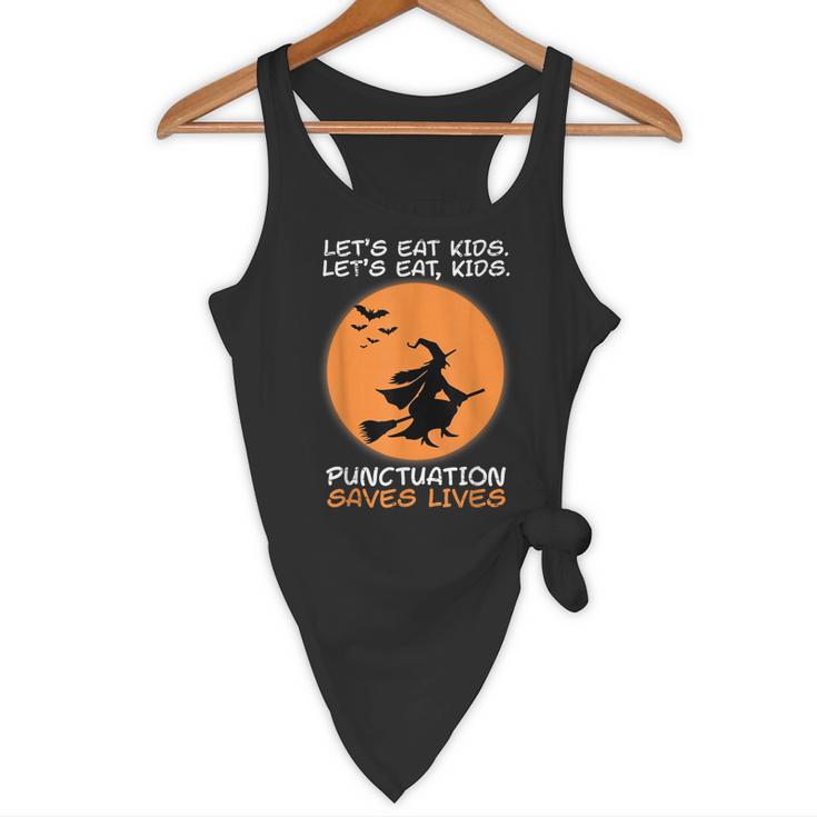 Halloween Teacher Witch Lets Eat Kids Punctuation Flowy Tank, novelty gifts, funny gifts Halloween Teacher Witch Lets Eat Kids Punctuation Flowy Tank, novelty gifts, funny gifts
