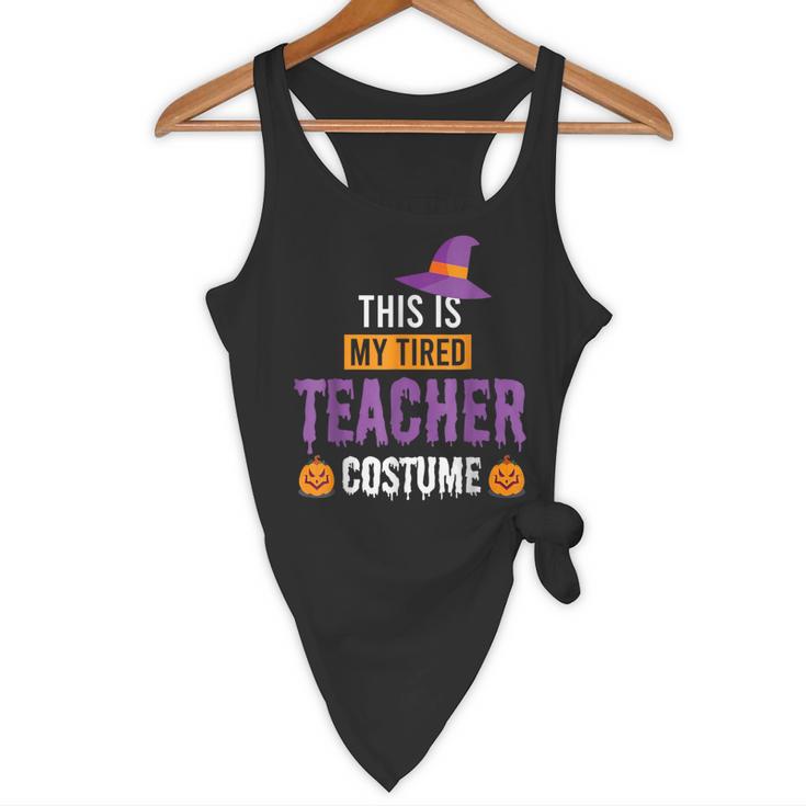 Halloween Teachers This Is My Tired Teacher Costume Flowy Tank, novelty gifts, funny gifts