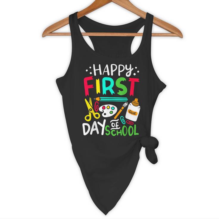 Happy First Day Of School Teacher Back To School Student Flowy Tank, novelty gifts, funny gifts Happy First Day Of School Teacher Back To School Student Flowy Tank, novelty gifts, funny gifts