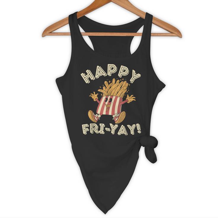 Happy Fri Yay Retro French Fries Friday Lovers Fun Teacher Flowy Tank, novelty gifts, funny gifts