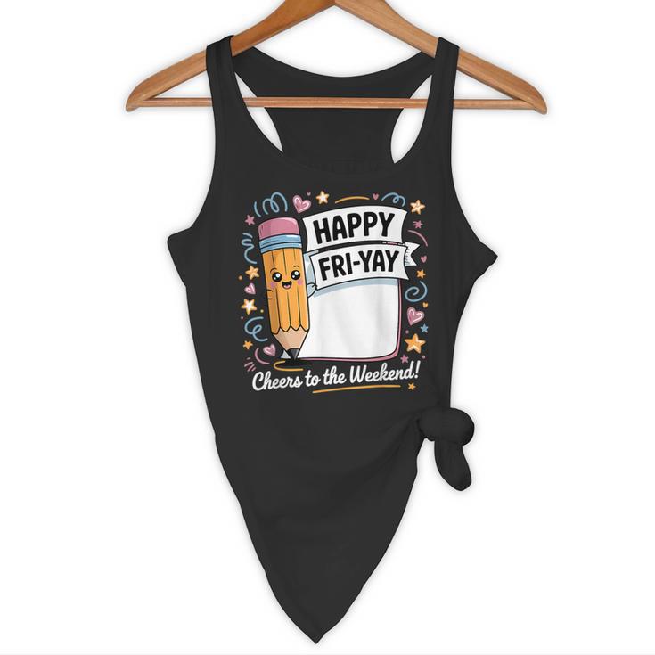 Happy Fri-Yay Teacher Fry Yay Friday Weekend Flowy Tank, novelty gifts, funny gifts
