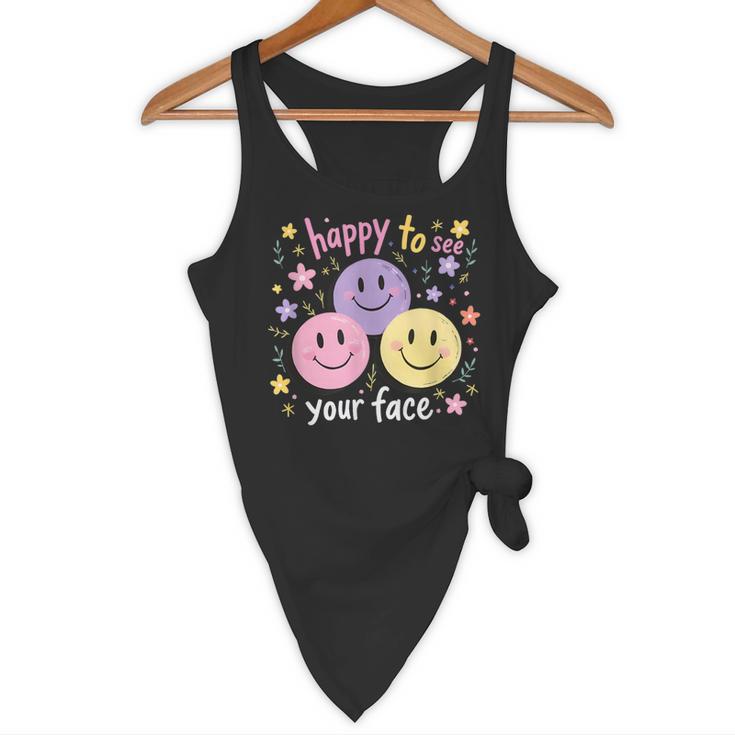 Happy To See Your Face Smile Face Teacher Back To School Flowy Tank, novelty gifts, funny gifts Happy To See Your Face Smile Face Teacher Back To School Flowy Tank, novelty gifts, funny gifts